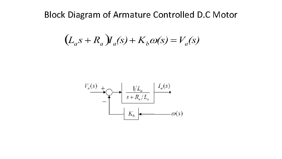 Block Diagram of Armature Controlled D. C Motor 