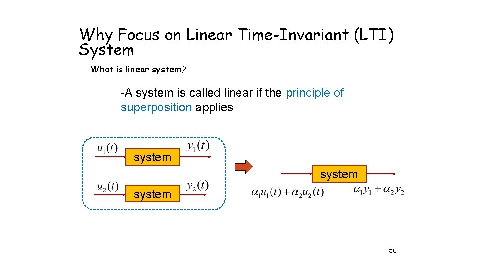 Why Focus on Linear Time-Invariant (LTI) System What is linear system? -A system is
