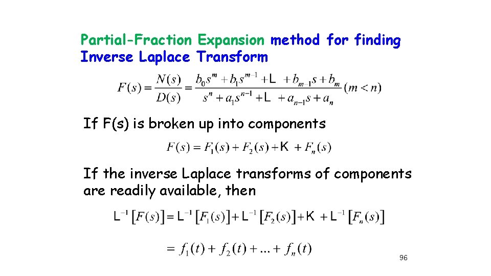 Partial-Fraction Expansion method for finding Inverse Laplace Transform If F(s) is broken up into