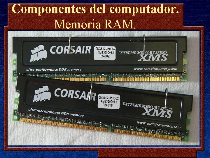 Componentes del computador. Memoria RAM. 