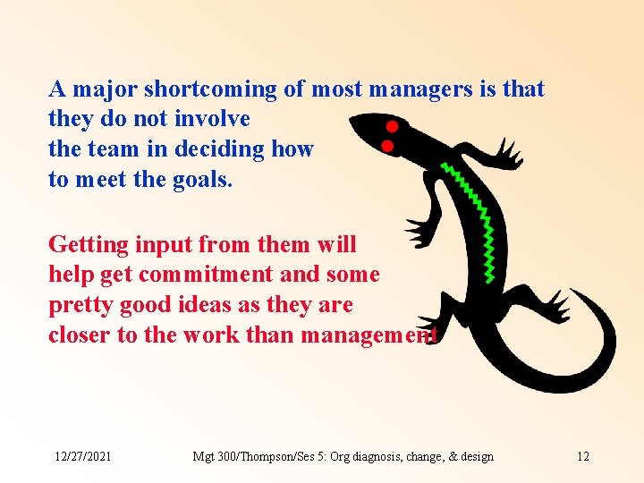 A major shortcoming of most managers is that they do not involve the team A major shortcoming of most managers is that they do not involve the team