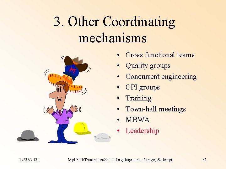 3. Other Coordinating mechanisms • • 12/27/2021 Cross functional teams Quality groups Concurrent engineering 3. Other Coordinating mechanisms • • 12/27/2021 Cross functional teams Quality groups Concurrent engineering