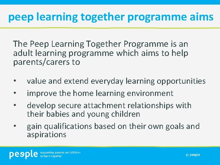 peep learning together programme aims The Peep Learning Together Programme is an adult learning