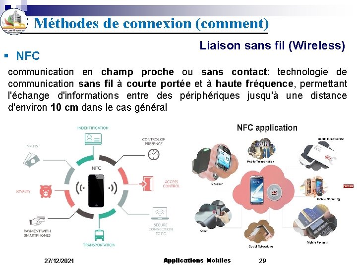 Méthodes de connexion (comment) Liaison sans fil (Wireless) § NFC communication en champ proche