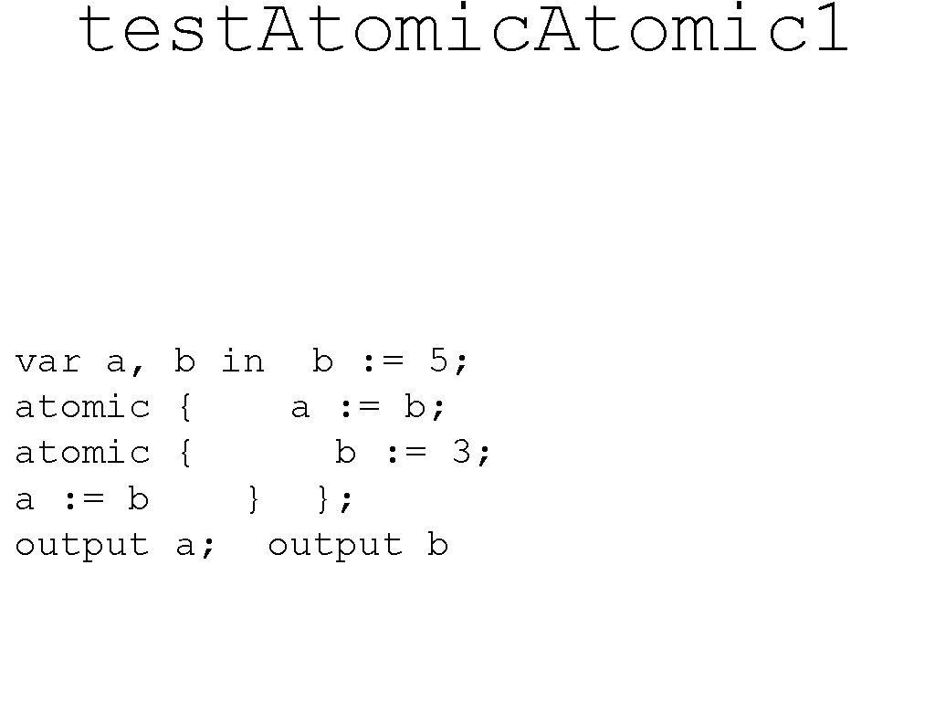 test. Atomic 1 var a, atomic a : = b output b in b