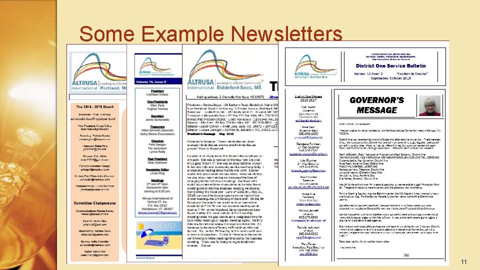 Some Example Newsletters 11 