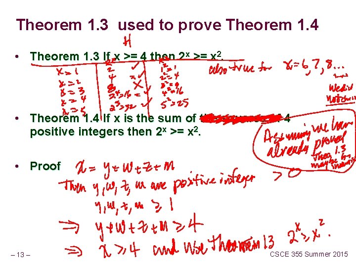 Theorem 1. 3 used to prove Theorem 1. 4 • Theorem 1. 3 If