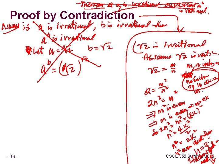 Proof by Contradiction – 16 – CSCE 355 Summer 2015 