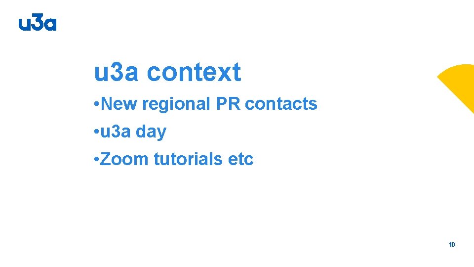 u 3 a context • New regional PR contacts • u 3 a day