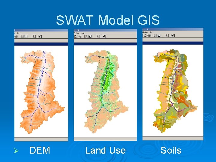 SWAT Model GIS Ø DEM Land Use Soils 