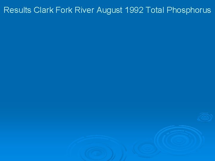 Results Clark Fork River August 1992 Total Phosphorus 
