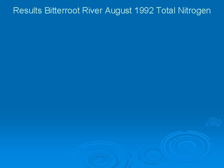 Results Bitterroot River August 1992 Total Nitrogen 
