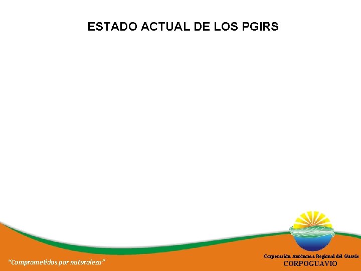 ESTADO ACTUAL DE LOS PGIRS “Comprometidos por naturaleza” Corporación Autónoma Regional del Guavio CORPOGUAVIO