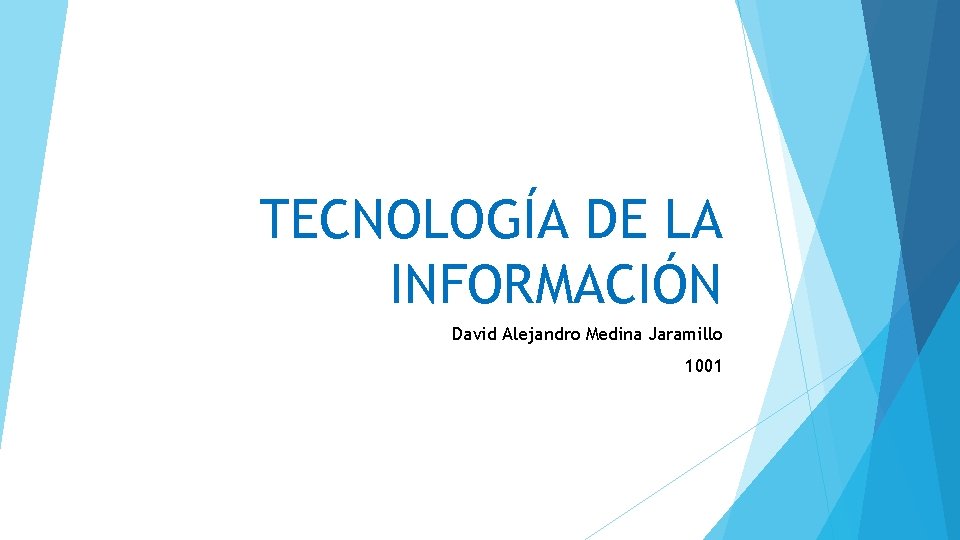 TECNOLOGÍA DE LA INFORMACIÓN David Alejandro Medina Jaramillo 1001 