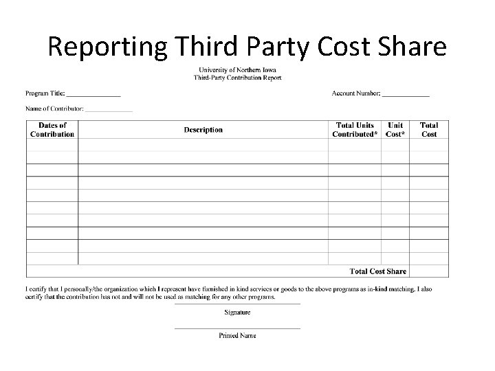 Reporting Third Party Cost Share 