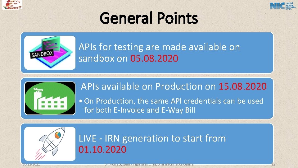 General Points APIs for testing are made available on sandbox on 05. 08. 2020