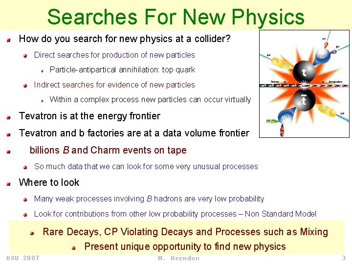 Searches For New Physics How do you search for new physics at a collider? Searches For New Physics How do you search for new physics at a collider?