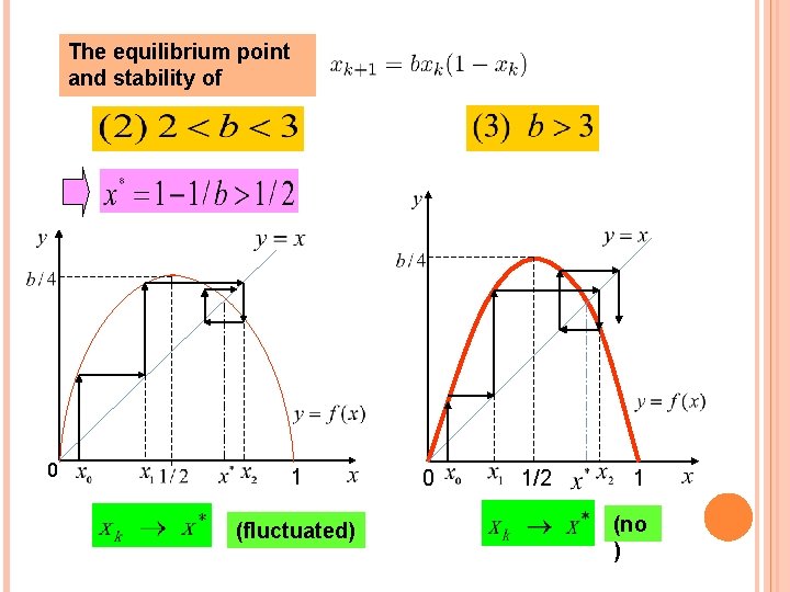 The equilibrium point and stability of 0 1 (fluctuated) 0 1/2 1 (no )