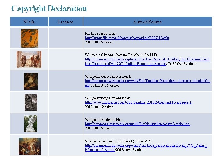 Copyright Declaration Work License Author/Source Flickr Sebastià Giralt http: //www. flickr. com/photos/sebastiagiralt/3225219490/ 2013/10//15 visited