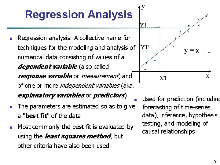 y Regression Analysis Y 1 n Regression analysis: A collective name for techniques for