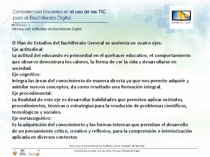 MÓDULO 1 Introducción al Modelo de Bachillerato Digital El Plan de Estudios del Bachillerato