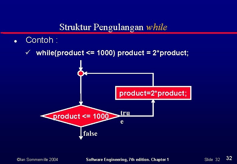 Struktur Pengulangan while l Contoh : ü while(product <= 1000) product = 2*product; product=2*product;