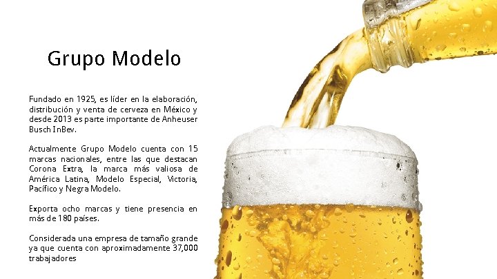 Grupo Modelo Fundado en 1925, es líder en la elaboración, distribución y venta de