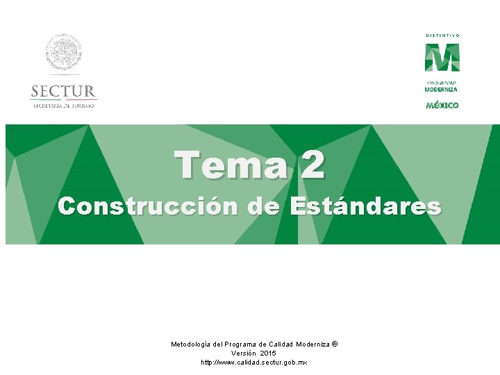 Tema 2 Construcción de Estándares Metodología del Programa de Calidad Moderniza ® Versión 2015