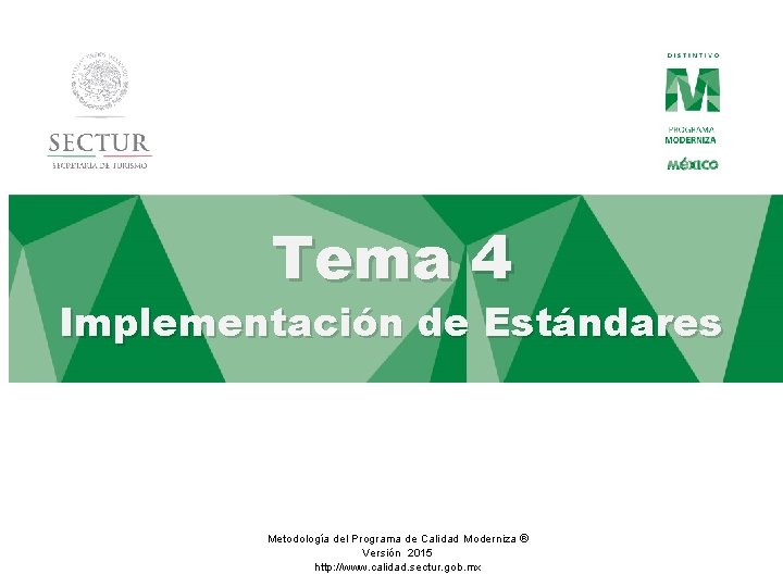 Tema 4 Implementación de Estándares Metodología del Programa de Calidad Moderniza ® Versión 2015