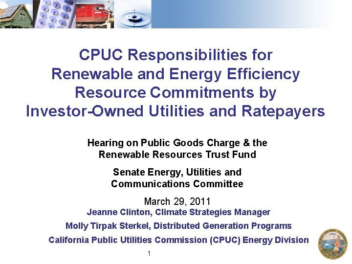 CPUC Responsibilities for Renewable and Energy Efficiency Resource Commitments by Investor-Owned Utilities and Ratepayers