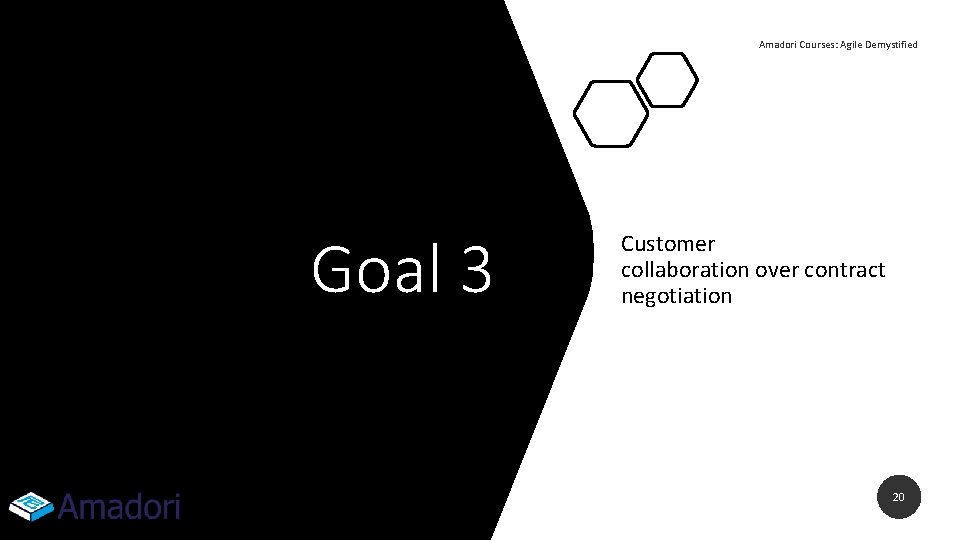 Amadori Courses: Agile Demystified Goal 3 Customer collaboration over contract negotiation 20 