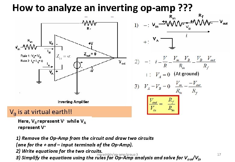 How to analyze an inverting op-amp ? ? ? (At ground) VB is at