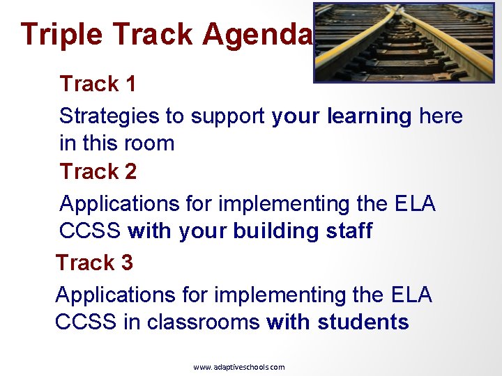 Triple Track Agenda Track 1 Strategies to support your learning here in this room