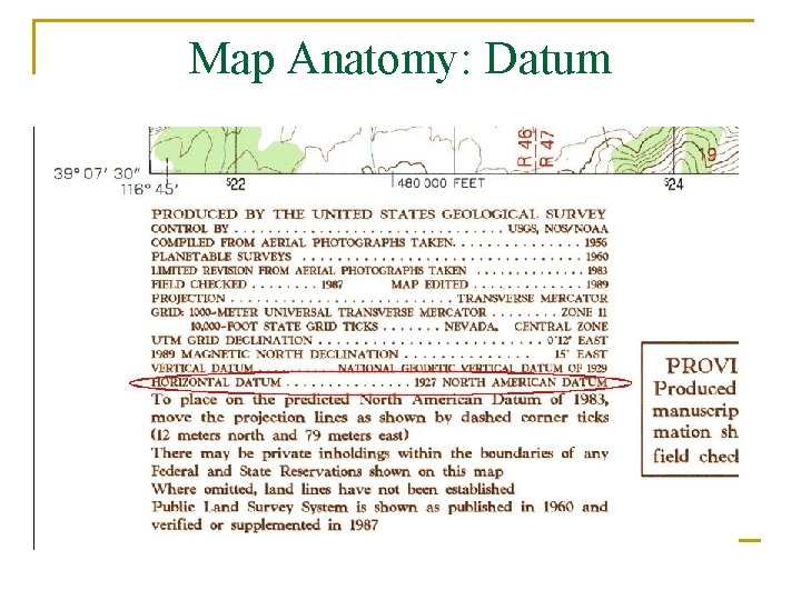 Map Anatomy: Datum Map with no grid labeled 