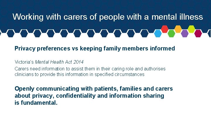 Working with carers of people with a mental illness Privacy preferences vs keeping family