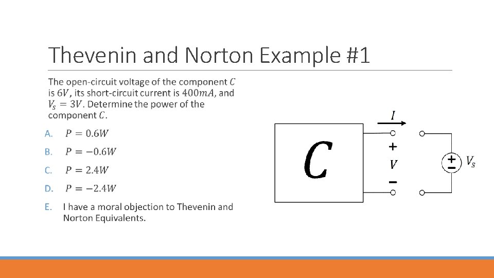 Thevenin and Norton Example #1 