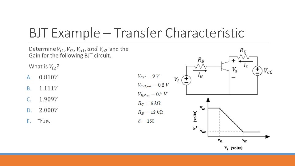 BJT Example – Transfer Characteristic 