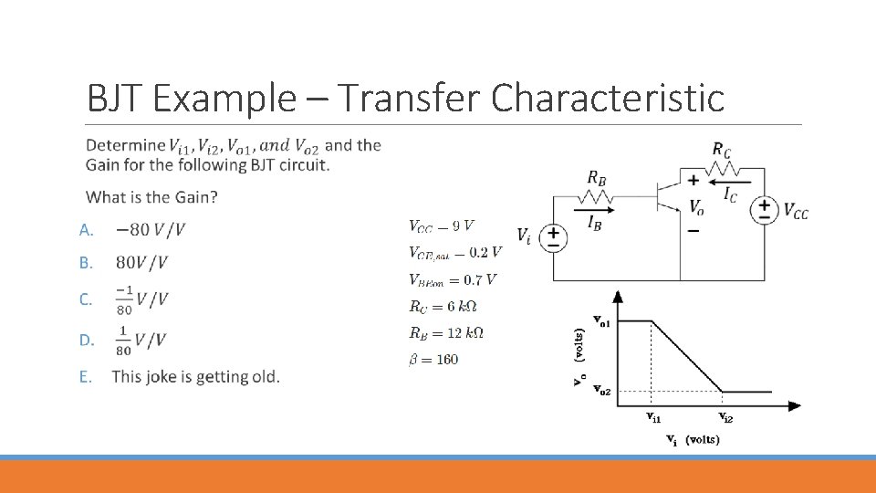 BJT Example – Transfer Characteristic 