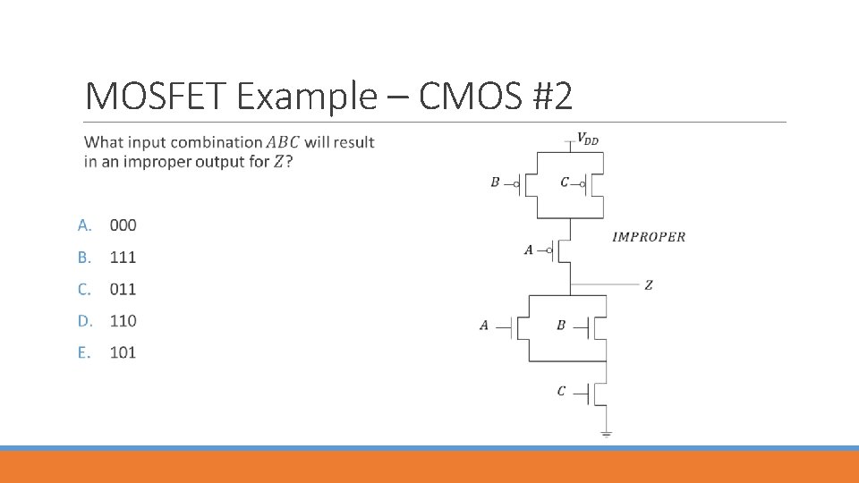 MOSFET Example – CMOS #2 