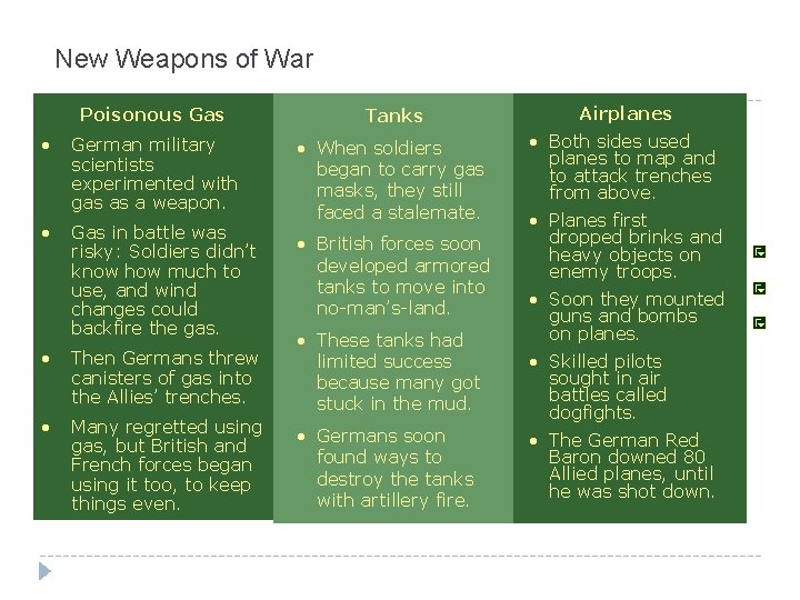 New Weapons of War Poisonous Gas Tanks Airplanes • German military scientists experimented with