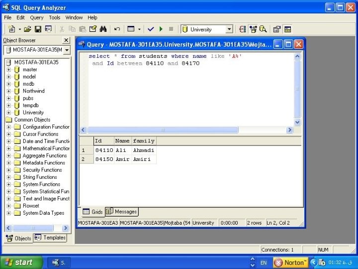 SQL Structured Query Language CREATE TABLE tablename column