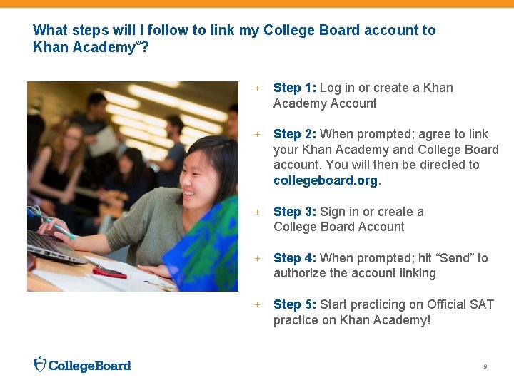 What steps will I follow to link my College Board account to ® Khan