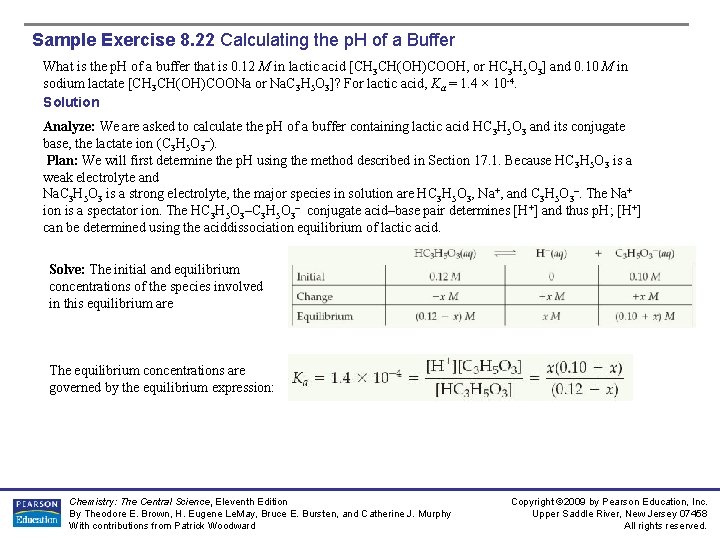 Sample Exercise 8. 22 Calculating the p. H of a Buffer What is the