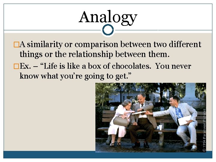 Analogy �A similarity or comparison between two different things or the relationship between them.