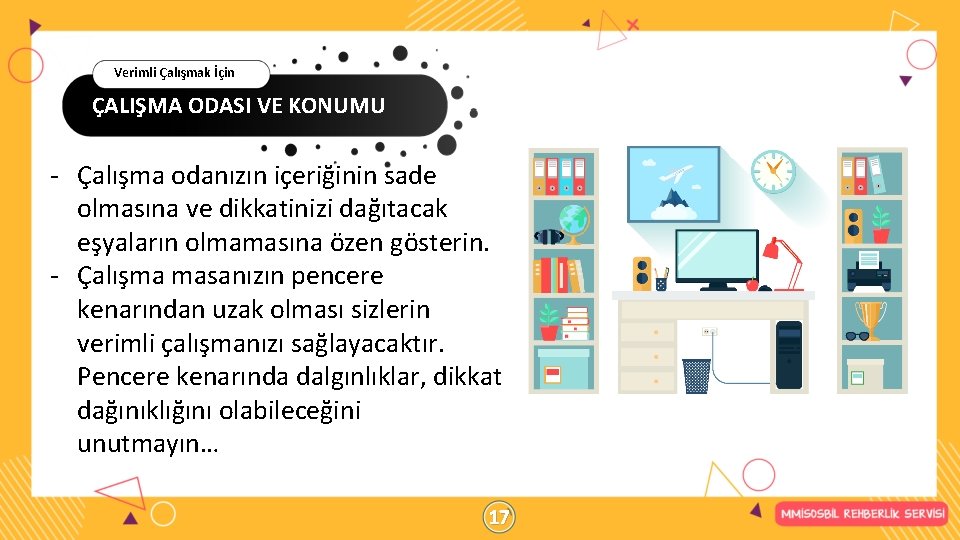 Verimli Çalışmak İçin ÇALIŞMA ODASI VE KONUMU - Çalışma odanızın içeriğinin sade olmasına ve