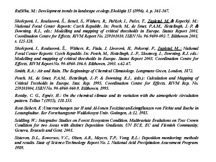 Ružička, M. : Development trends in landscape ecology. Ekológia 15 (1996), 4, p. 361