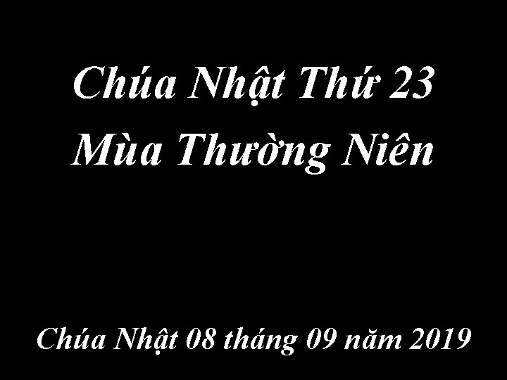 Chúa Nhật Thứ 23 Mùa Thường Niên Chúa Nhật 08 tháng 09 năm 2019