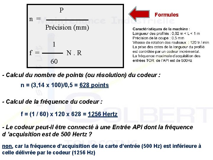 P Formules n = Précision (mm) 1 f = N. R 60 - Calcul P Formules n = Précision (mm) 1 f = N. R 60 - Calcul