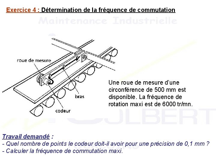 Exercice 4 : Détermination de la fréquence de commutation Une roue de mesure d’une Exercice 4 : Détermination de la fréquence de commutation Une roue de mesure d’une