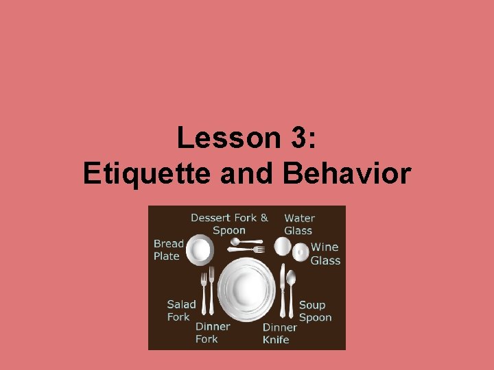 Lesson 3: Etiquette and Behavior 